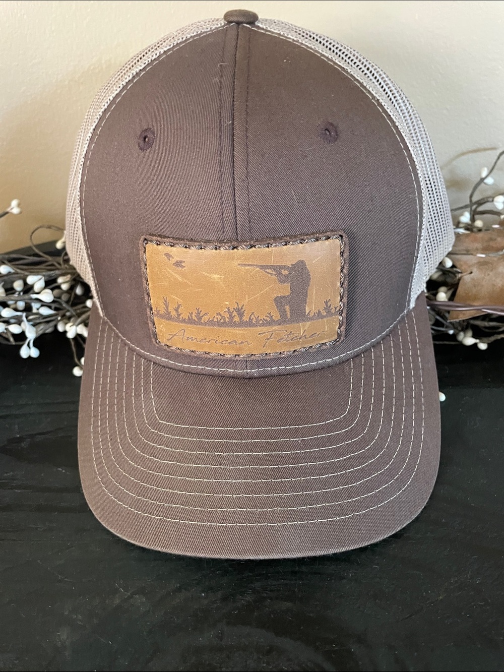 American Fetcher by Richardson Brown and Tan Mesh-Back Trucker Cap